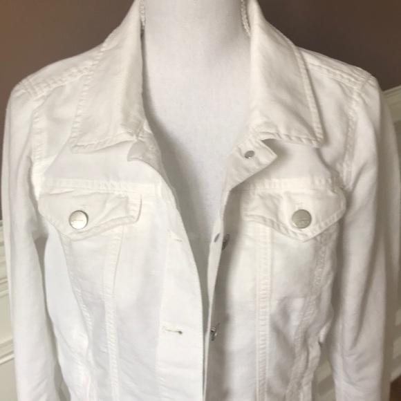 white linen jean jacket
